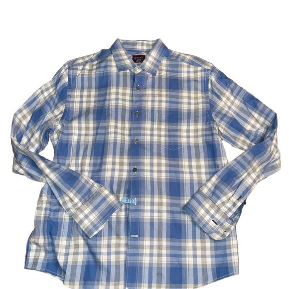 UNTUCKit Mens Long Sleeve button shirt Cotton Plaid Gray/Blue M Medium - Picture 1 of 6